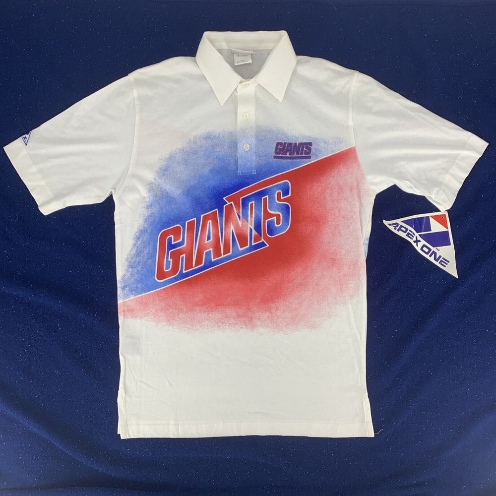 Men's Apex One Short Sleeve Polo Shirt NFL New York Giants White‎ S NWT AOP Vtg